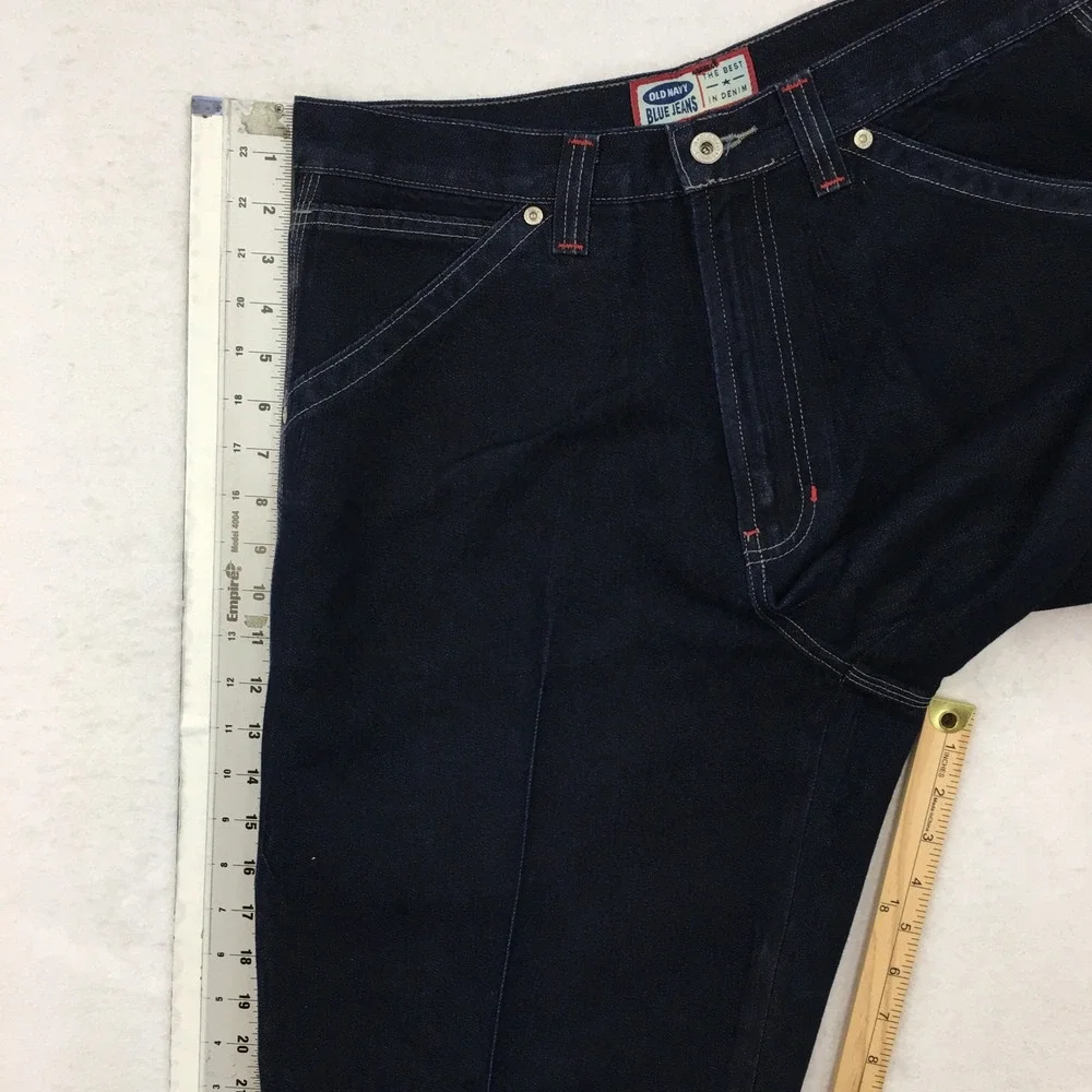 VINTAGE Old Navy Mens Y2K Painter Pants Dark Wash Indigo Carpenter Jeans 34x34